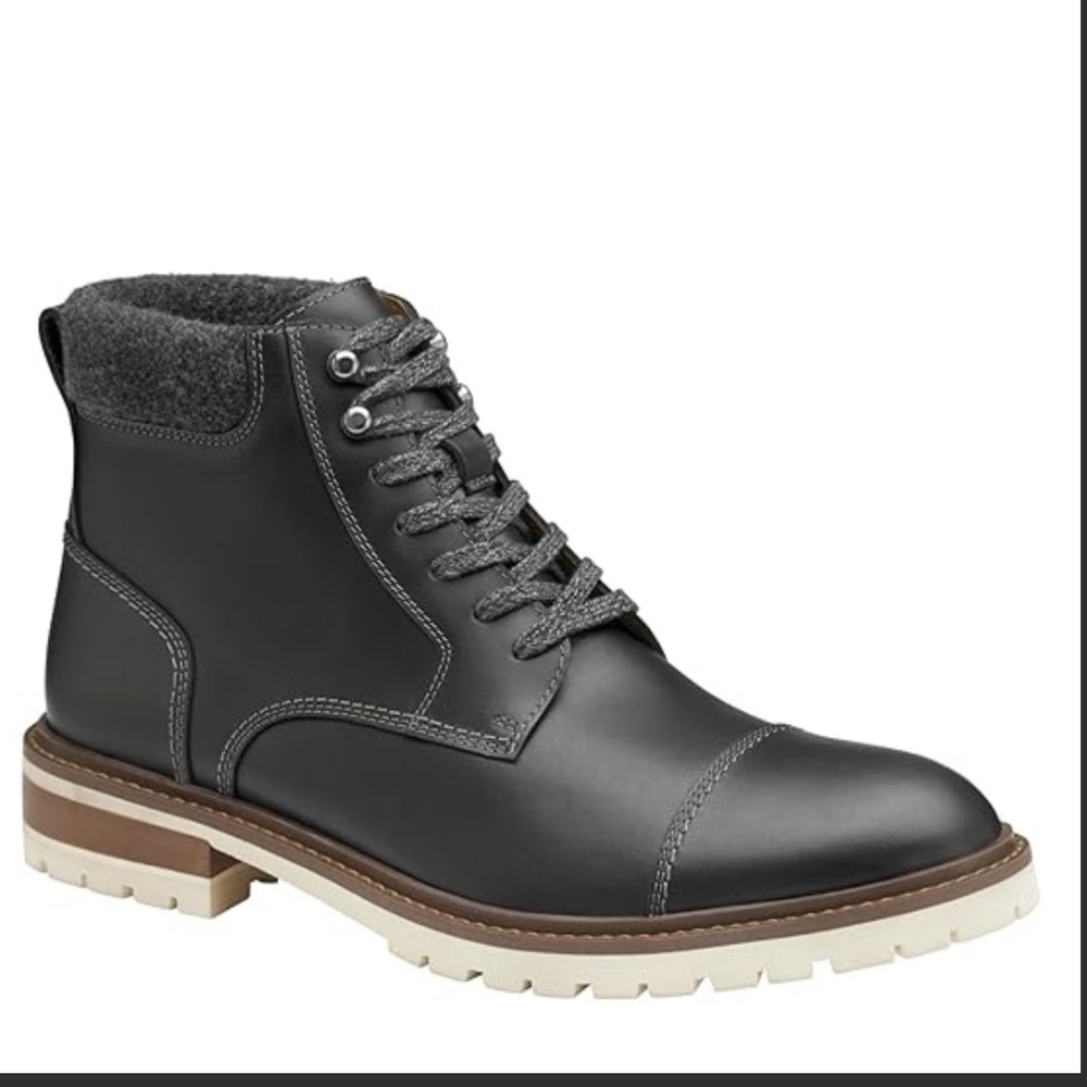 NWT JOHNSTON & MURPHY Mens Barrett Cap Toe Boot Gray Full Grain Size 9
